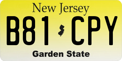 NJ license plate B81CPY