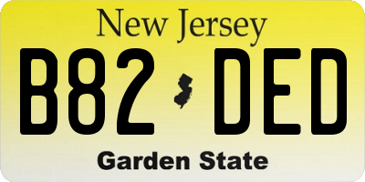 NJ license plate B82DED