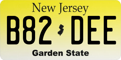 NJ license plate B82DEE