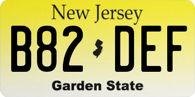 NJ license plate B82DEF