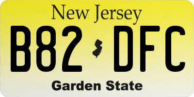 NJ license plate B82DFC