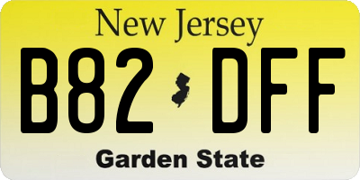 NJ license plate B82DFF