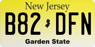 NJ license plate B82DFN