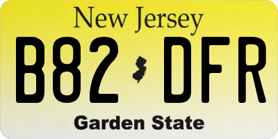 NJ license plate B82DFR