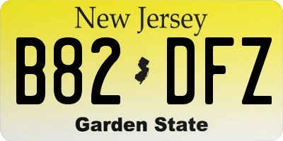 NJ license plate B82DFZ