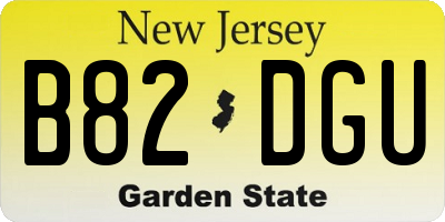 NJ license plate B82DGU