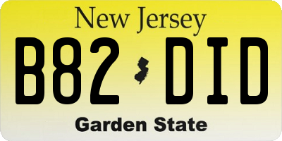 NJ license plate B82DID