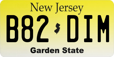 NJ license plate B82DIM