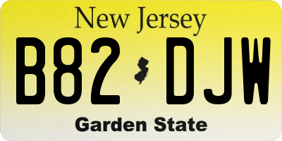 NJ license plate B82DJW