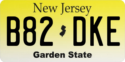 NJ license plate B82DKE