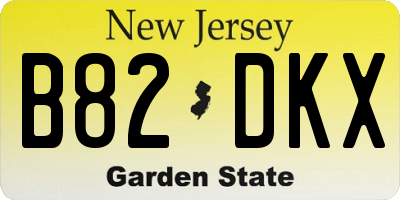 NJ license plate B82DKX