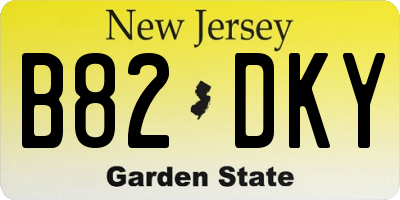NJ license plate B82DKY