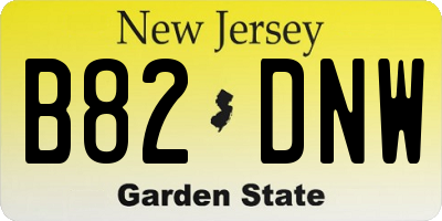 NJ license plate B82DNW