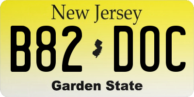 NJ license plate B82DOC