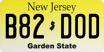 NJ license plate B82DOD