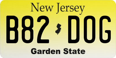 NJ license plate B82DOG