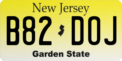 NJ license plate B82DOJ