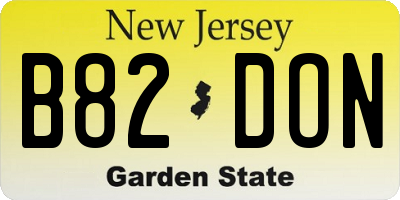NJ license plate B82DON