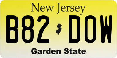 NJ license plate B82DOW