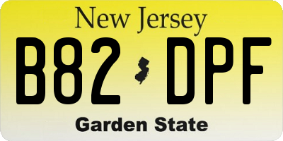 NJ license plate B82DPF