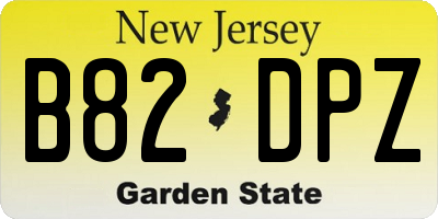 NJ license plate B82DPZ