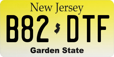 NJ license plate B82DTF
