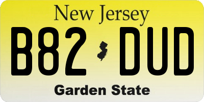 NJ license plate B82DUD