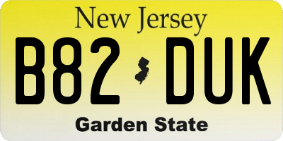 NJ license plate B82DUK