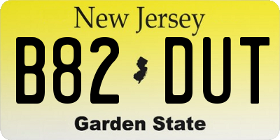 NJ license plate B82DUT