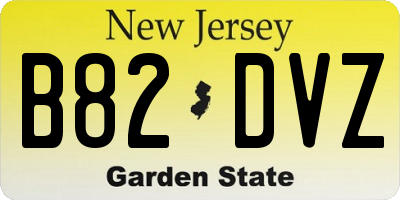 NJ license plate B82DVZ