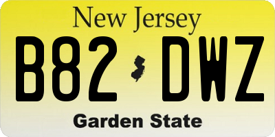 NJ license plate B82DWZ