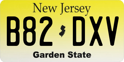 NJ license plate B82DXV