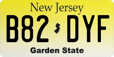 NJ license plate B82DYF