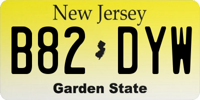 NJ license plate B82DYW
