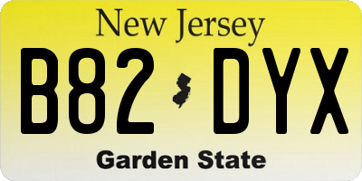 NJ license plate B82DYX