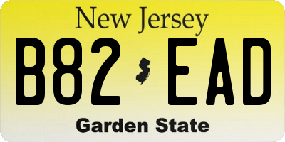 NJ license plate B82EAD