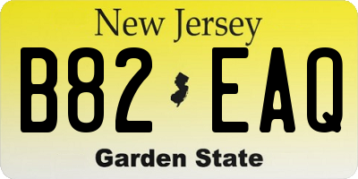 NJ license plate B82EAQ