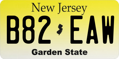 NJ license plate B82EAW