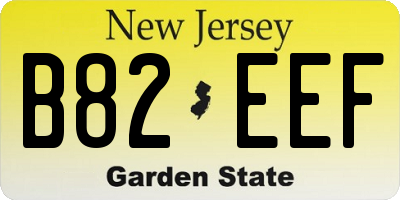 NJ license plate B82EEF