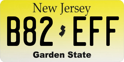 NJ license plate B82EFF