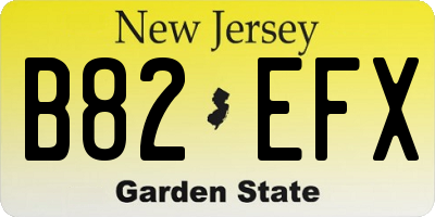 NJ license plate B82EFX