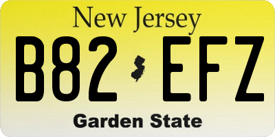NJ license plate B82EFZ