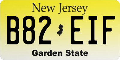 NJ license plate B82EIF