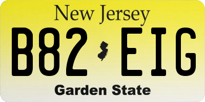 NJ license plate B82EIG