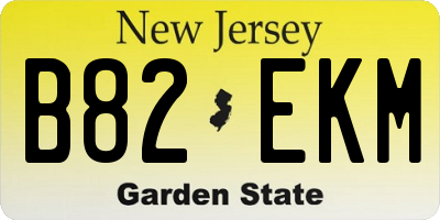 NJ license plate B82EKM