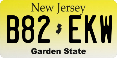 NJ license plate B82EKW