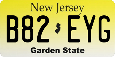 NJ license plate B82EYG