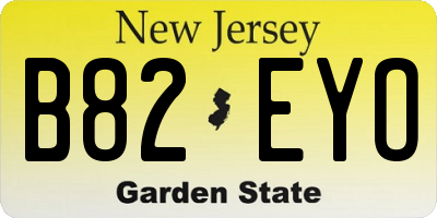 NJ license plate B82EYO