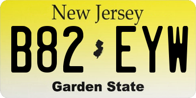 NJ license plate B82EYW
