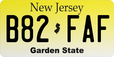 NJ license plate B82FAF